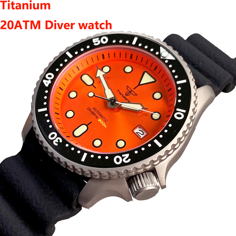 Rubber Strap Diver - Tandorio 41 mm titanium NH35 herenhorloge