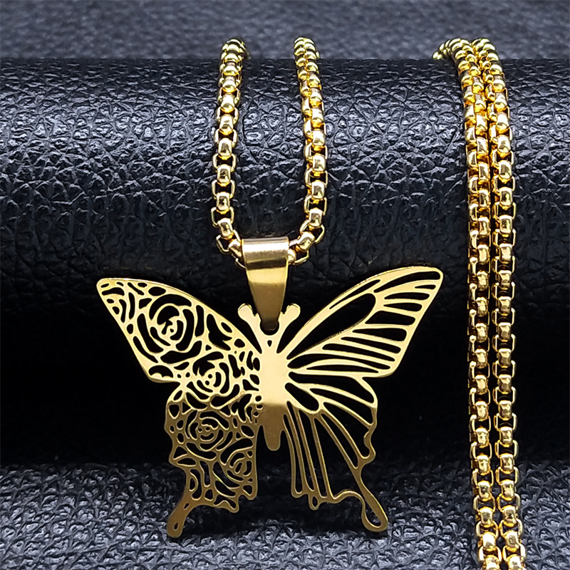 Butterfly Clasp Deployant - Esthetische vlinder roos bloem hanger ketting