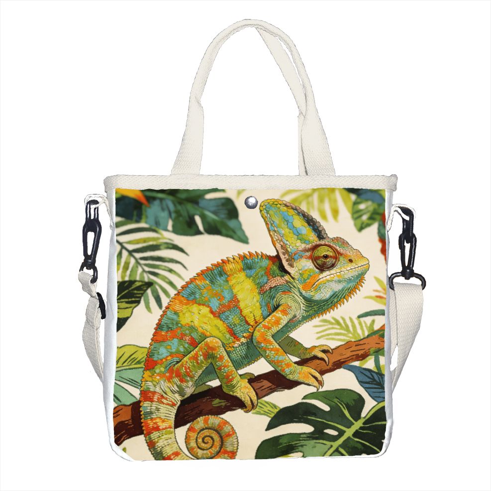 Tropic Strap Vintage - Vintage botanische kameleon draagtas, verstelbare riem