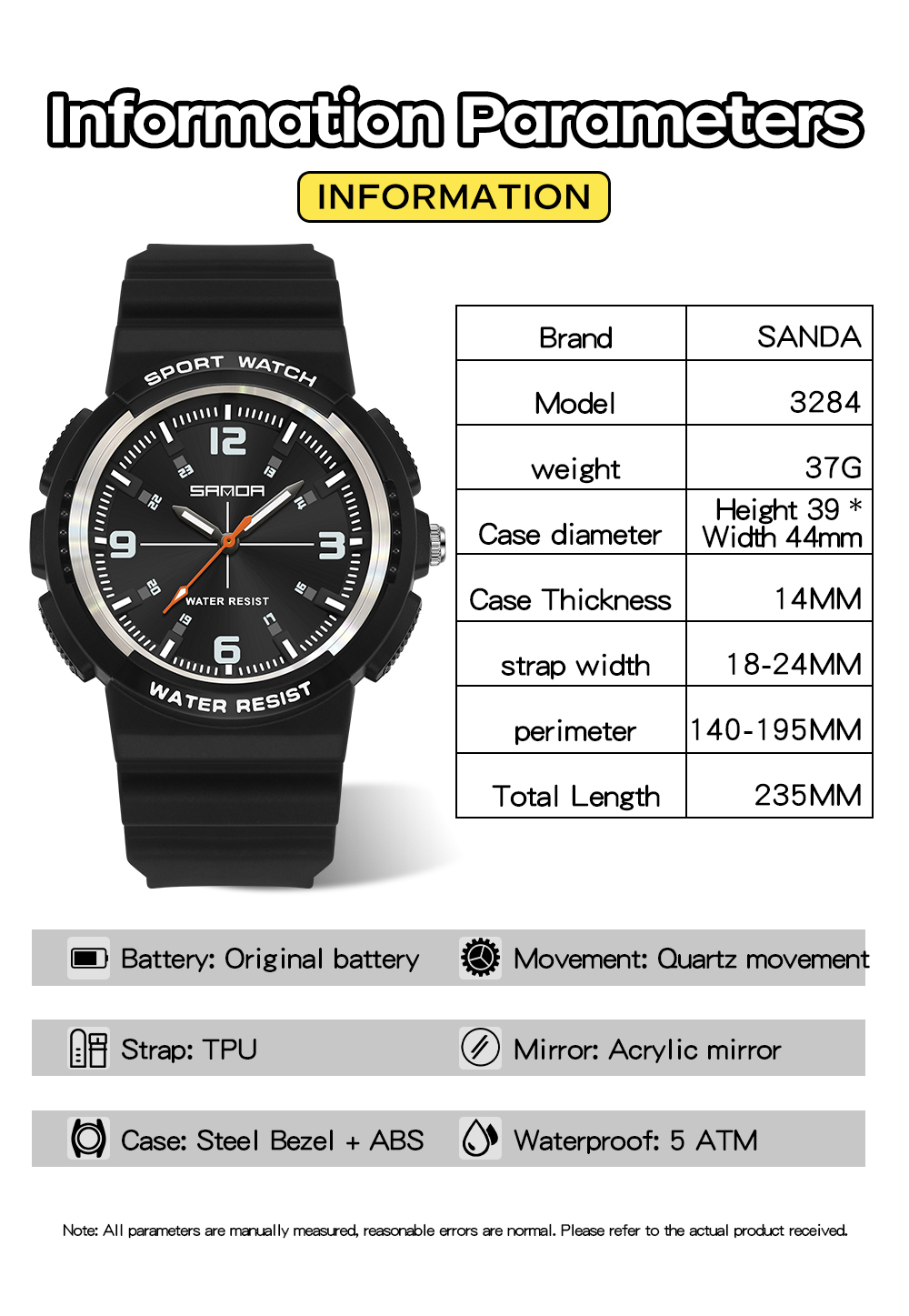 SANDA Nieuw 3284 Mode Studente - Rubber Strap Diver recensie en prijs